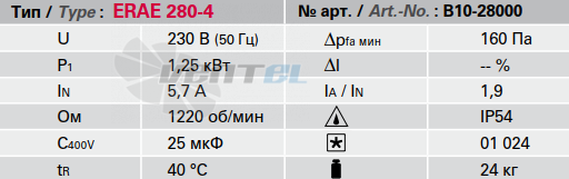 Rosenberg ERAE 280-4 - описание, технические характеристики, графики